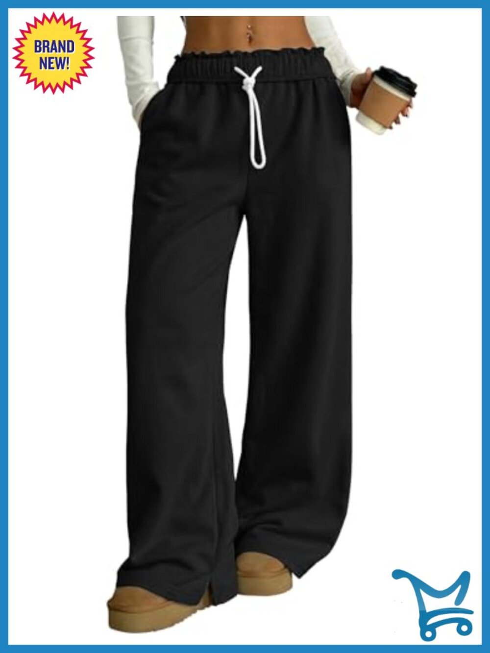 ZAFUL Fleece Lined Wide Leg Sweatpants with Pockets